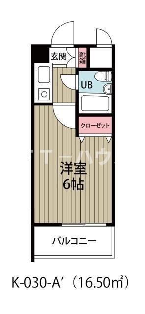 フェースタワー2(1K/4階)の間取り写真