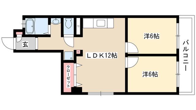 ゴールドパレス香流(2DK/2階)の間取り写真