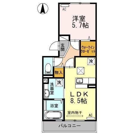 サンシティ(1LDK/1階)の間取り写真