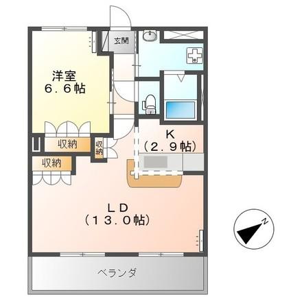 CALM PLACE(1LDK/1階)の間取り写真
