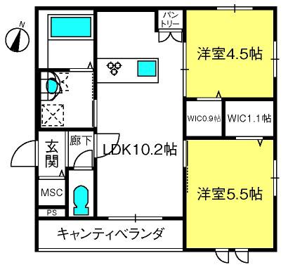 グレース(2LDK/3階)の間取り写真
