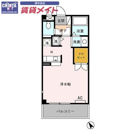 ヴェル ソレイユ(ワンルーム/1階)の間取り写真