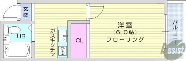 サンコーポ新寺(1K/6階)の間取り写真