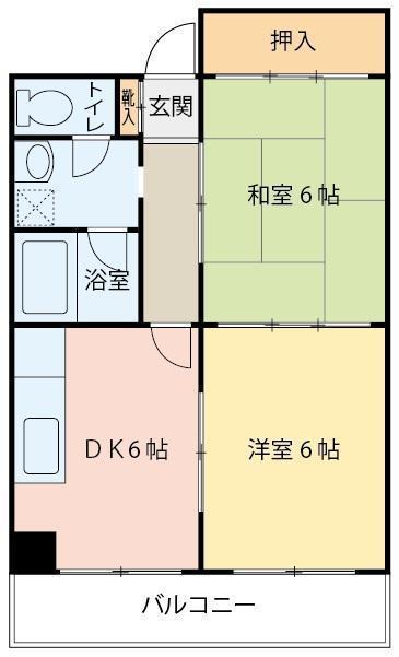 名取ビル富弥(2DK/2階)の間取り写真