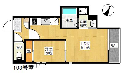 GRANDTIC STELLAI(1LDK/1階)の間取り写真