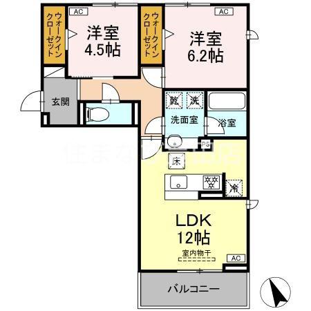 メゾンローズ(2LDK/1階)の間取り写真