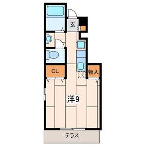 湘南みかさ(ワンルーム/1階)の間取り写真