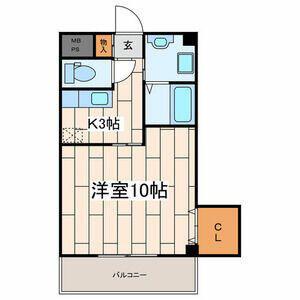 ケンハウス秦野駅南口マンション(1K/4階)の間取り写真