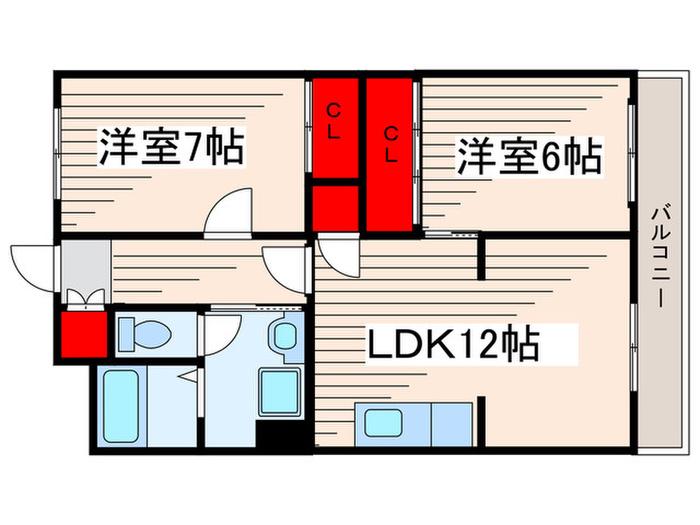 第2仲町マンション(2LDK/5階)の間取り写真