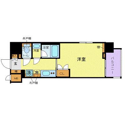 ZOOM品川南(1K/5階)の間取り写真