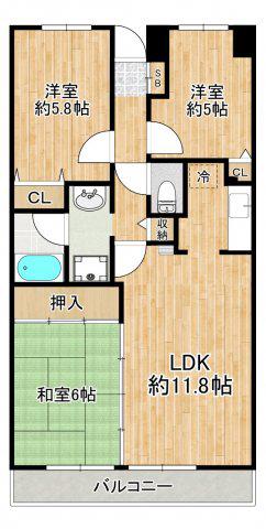 アーバンイケダマンション(3LDK/4階)の間取り写真