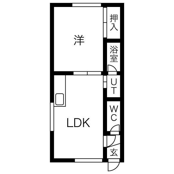 ロイヤルマンション(1DK/3階)の間取り写真