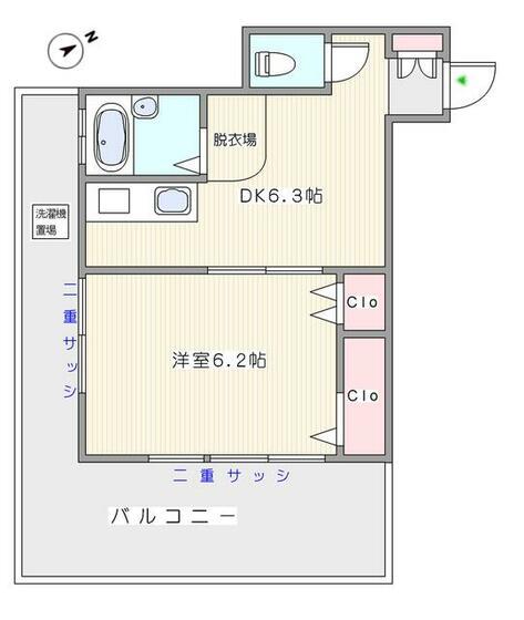 マンションヨネヤマ(1DK/4階)の間取り写真