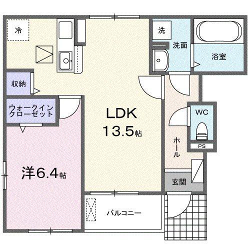 フローラル(1LDK/1階)の間取り写真