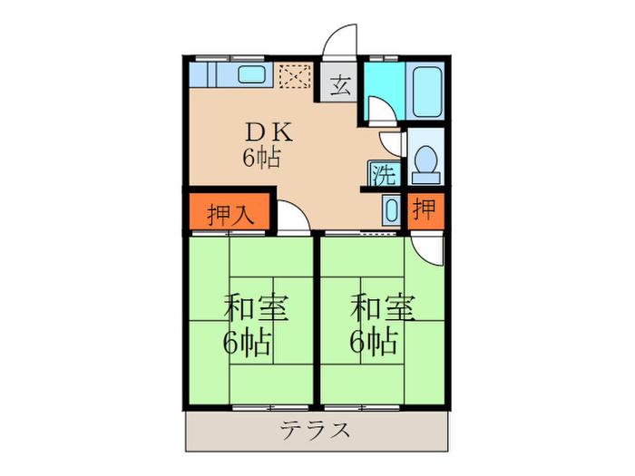 サンライズ(2DK/1階)の間取り写真