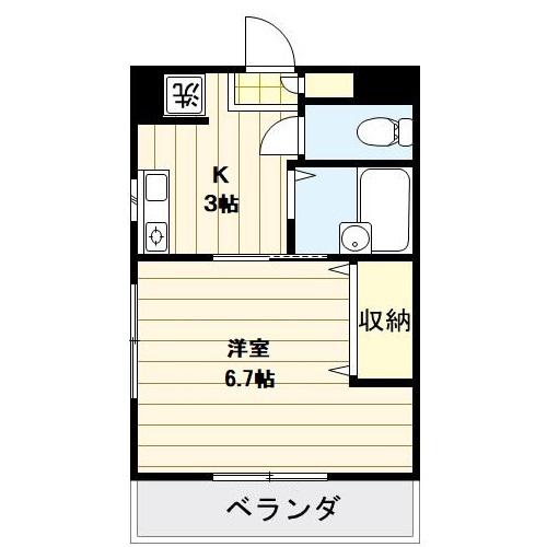 グランディオール(1K/1階)の間取り写真