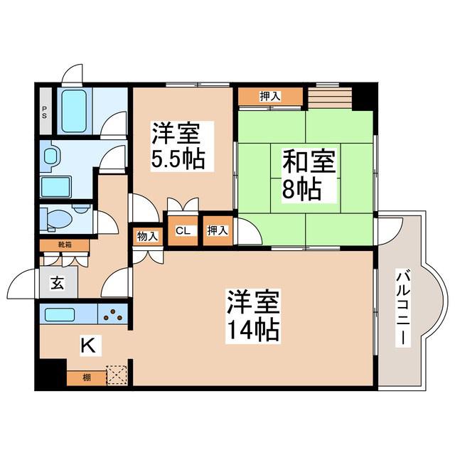 メナージュうえだ(2LDK/2階)の間取り写真
