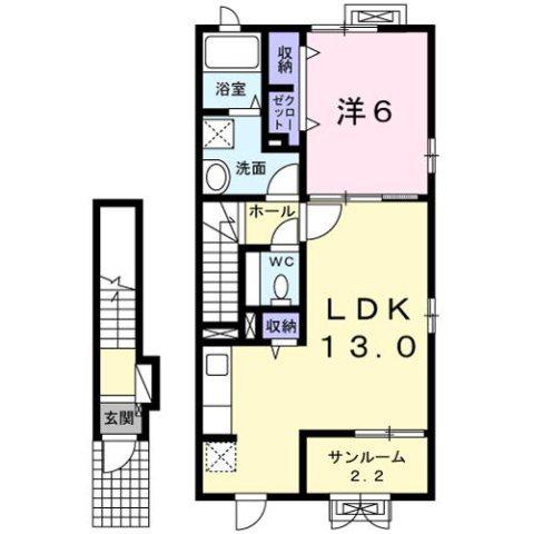 パ-クメゾン(1LDK/2階)の間取り写真