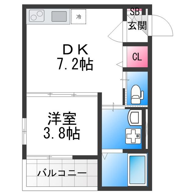 F ASECIA PUR 湊(1DK/1階)の間取り写真
