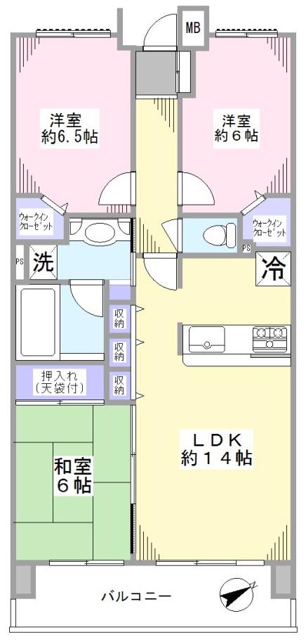 コスモシティ戸田公園(3LDK/2階)の間取り写真