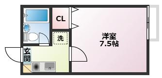 ジュネス芦屋ウエスト(1K/2階)の間取り写真