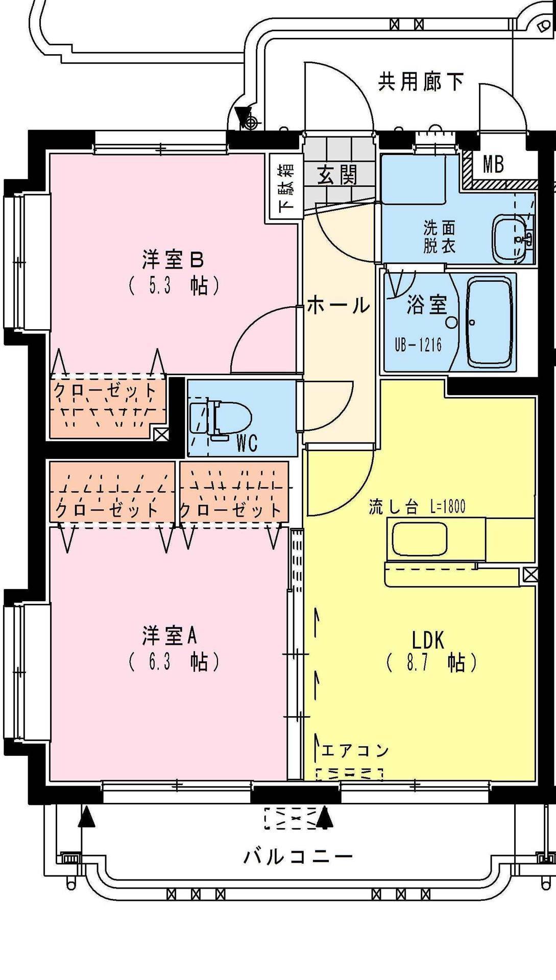 HARMONY西高松(2LDK/3階)の間取り写真