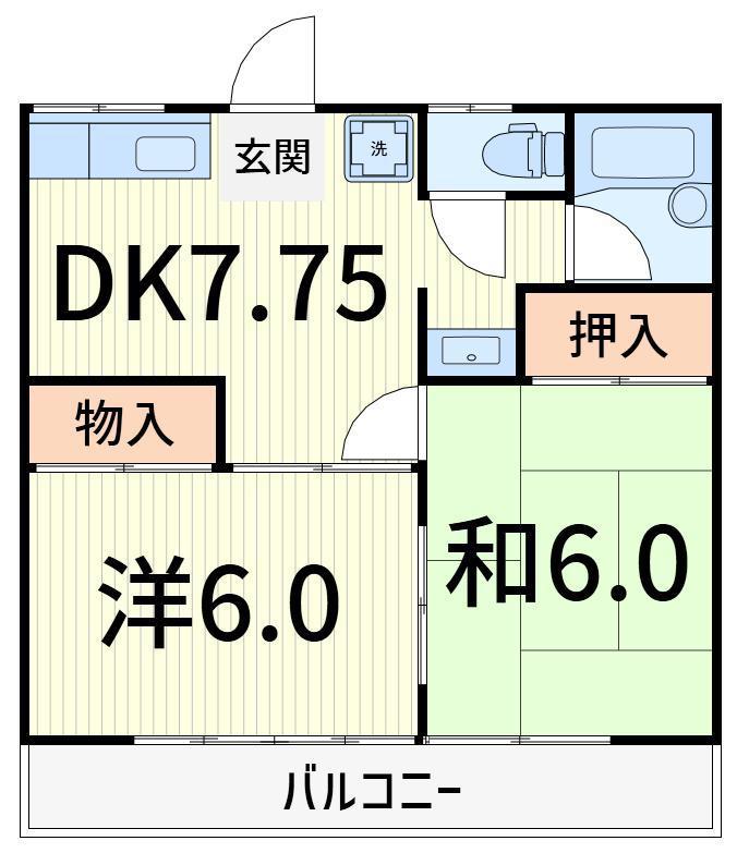 コーポニシキ(2DK/1階)の間取り写真