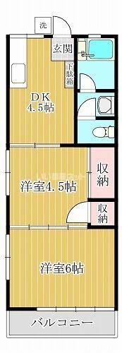 三田アパート(2K/2階)の間取り写真