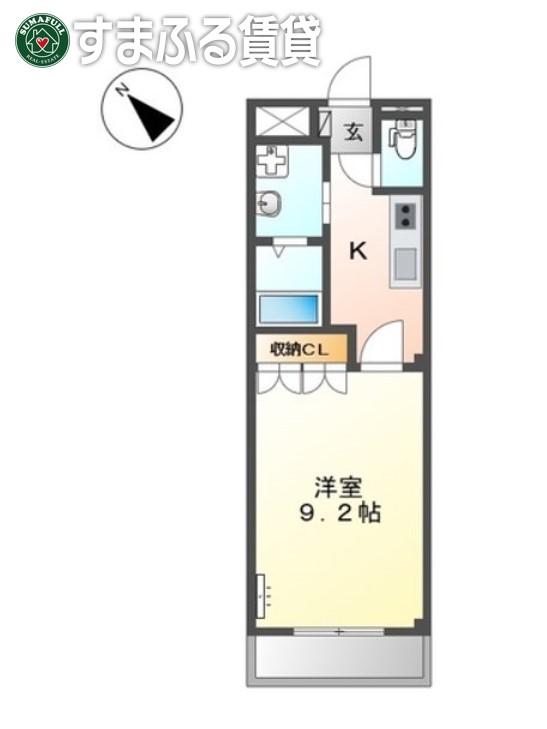 サンパレス日進(1K/2階)の間取り写真
