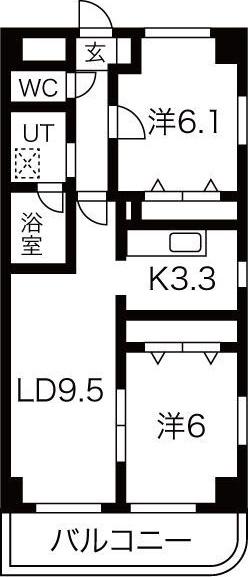 プリミエールTS(2LDK/3階)の間取り写真