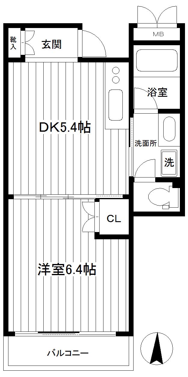 シルク ガーデニア(1DK/3階)の間取り写真