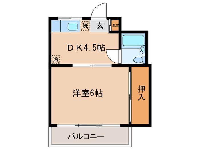 メゾンド南郷(1DK/2階)の間取り写真
