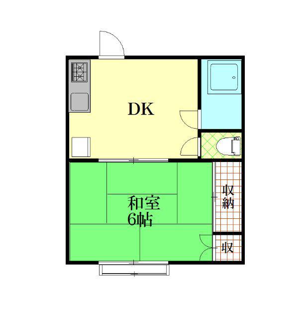 住吉ハイツ(1DK/2階)の間取り写真