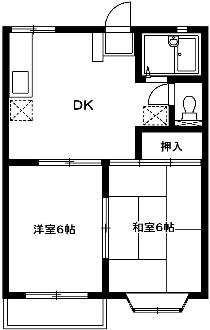 サンエトワール(2DK/2階)の間取り写真