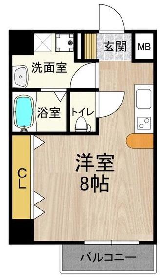 セレブコート安堂寺(1K/5階)の間取り写真