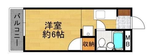MJハイツ塩屋ヒルズ(1K/1階)の間取り写真