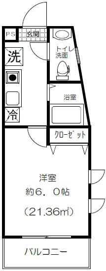 ピアコートTM東久留米(1K/2階)の間取り写真