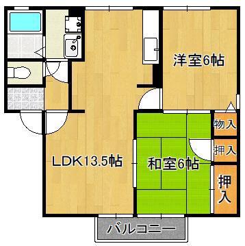フロンティアS・II(2LDK/2階)の間取り写真