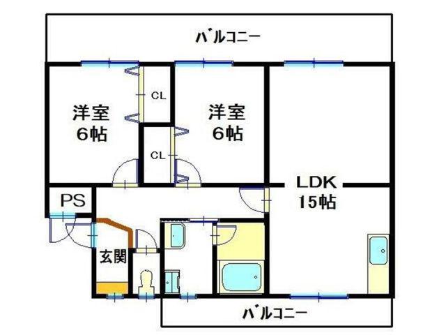 あすなろハイツ川口(2LDK/2階)の間取り写真