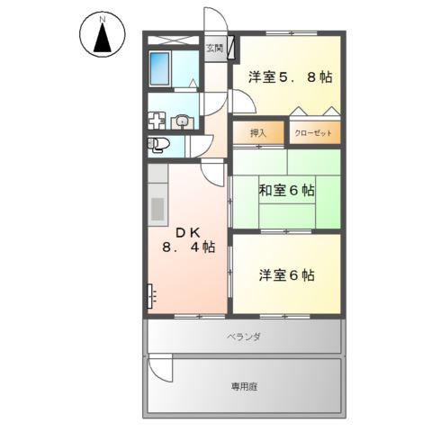 ハイツエトワール(3DK/1階)の間取り写真