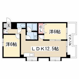 カサ松下(2LDK/3階)の間取り写真