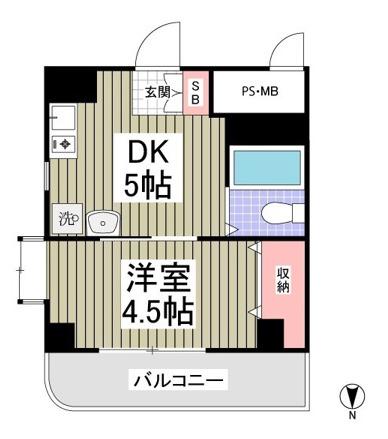 サンルビーASAHI(1DK/2階)の間取り写真