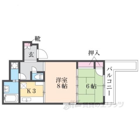 アルカンシェル御所(1LDK/5階)の間取り写真