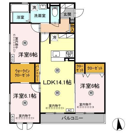 ノアールブラン泉中央(3LDK/2階)の間取り写真