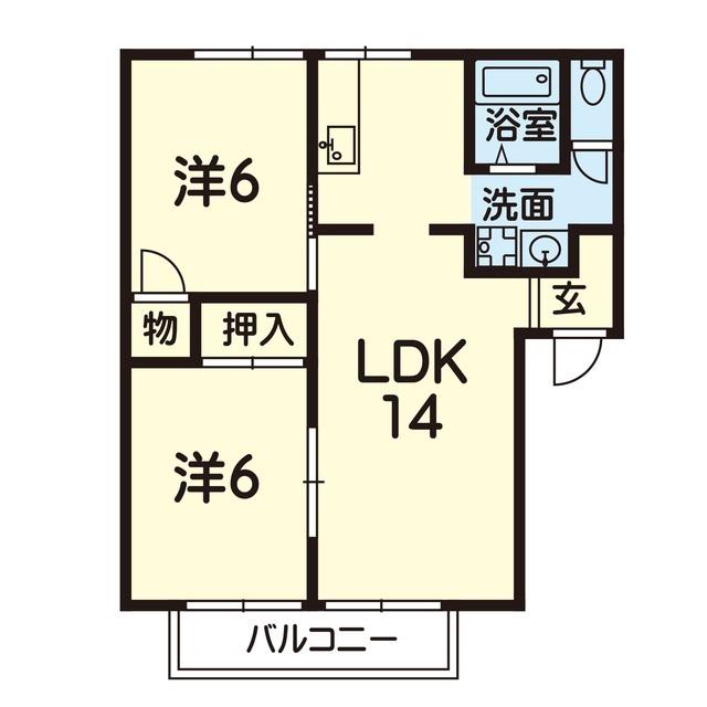 アスガードレジデンスC(2LDK/2階)の間取り写真
