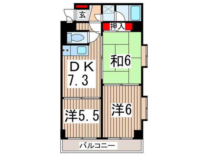 ヤマノベ第八ビル(3DK/3階)の間取り写真