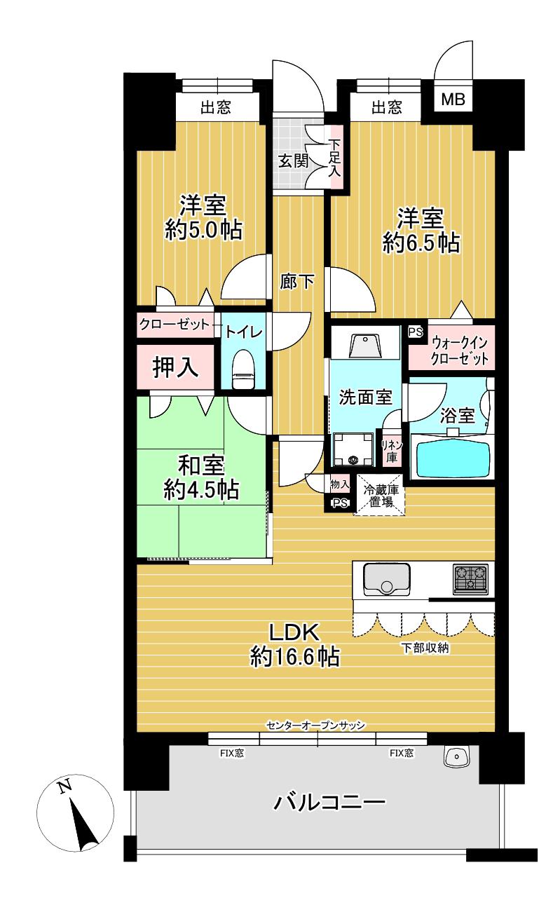 ファーネスト箱崎九大前レジスタ(3LDK/4階)の間取り写真