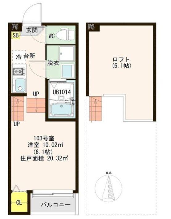 コルザ福住(1K/1階)の間取り写真