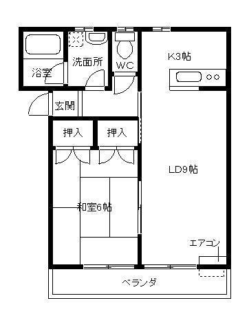 シティコートN(1LDK/2階)の間取り写真