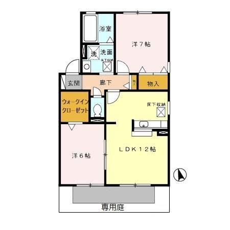 ポワール C(2LDK/1階)の間取り写真